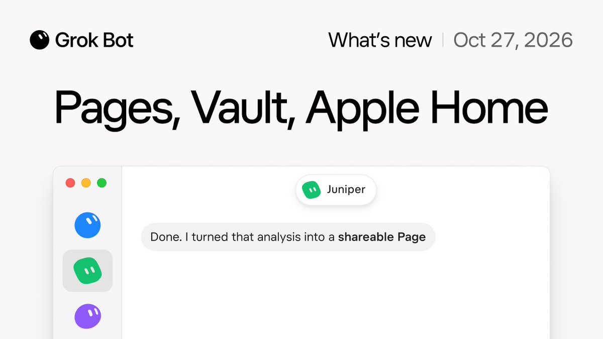 Grok Bot update walkthrough: Pages, Vault, 1Password, Apple integrations