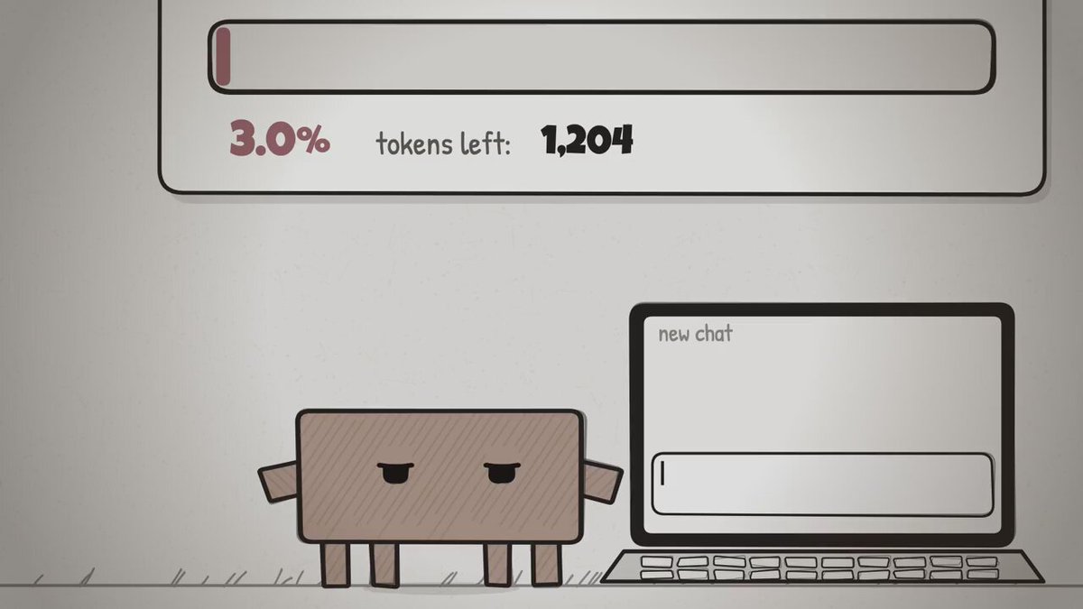 Opus 5.5 draws a hand-drawn short about running out of tokens, with no reference images