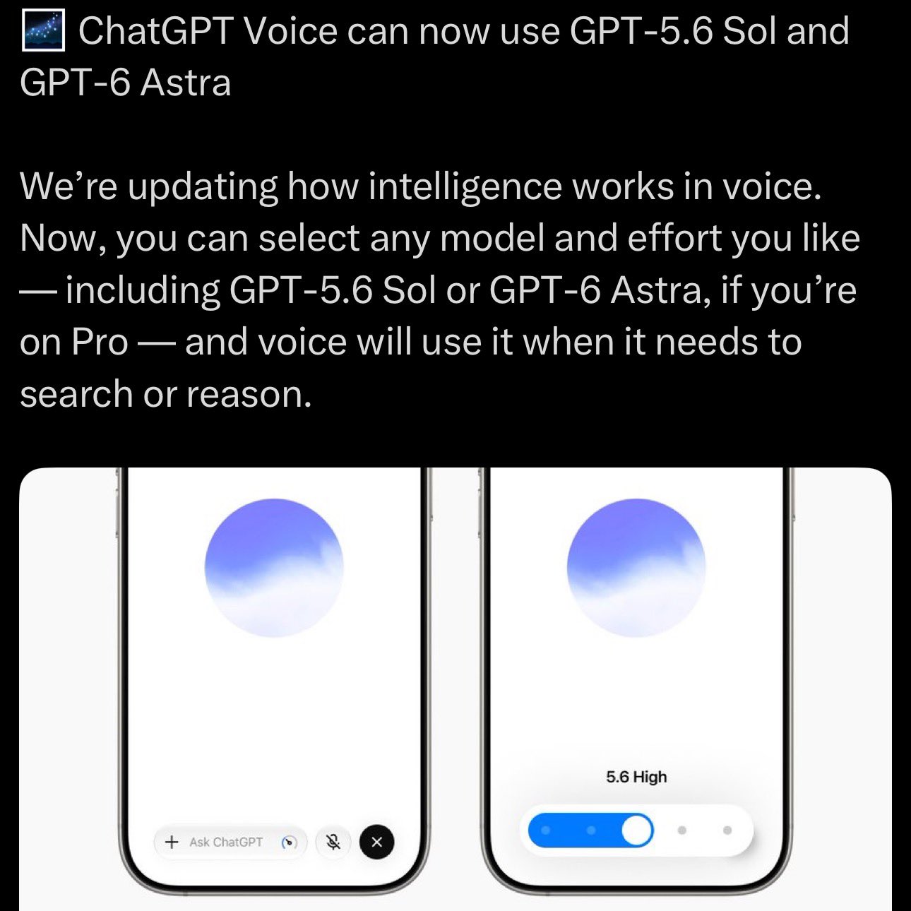 ChatGPT voice mode adds GPT-6 Astra for Pro accounts