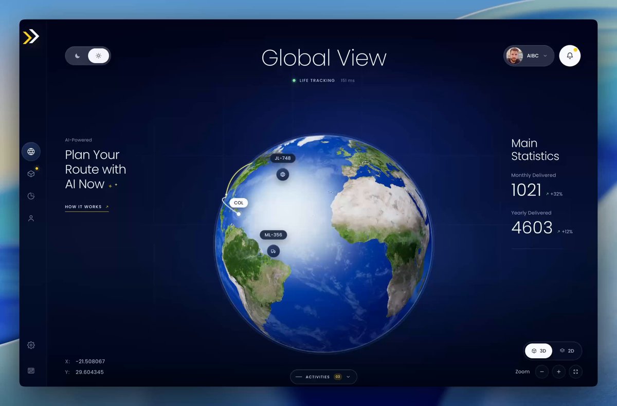 DeepSeek V4.1 Flash frontend test: 3D globe dashboard close to reference