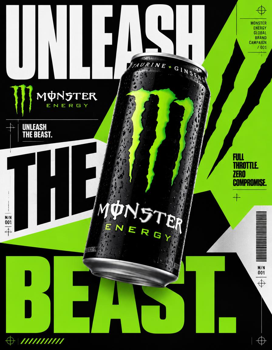 GPT Image 2.5 prompt for a neo-brutalist energy drink poster (image 2 of 4)
