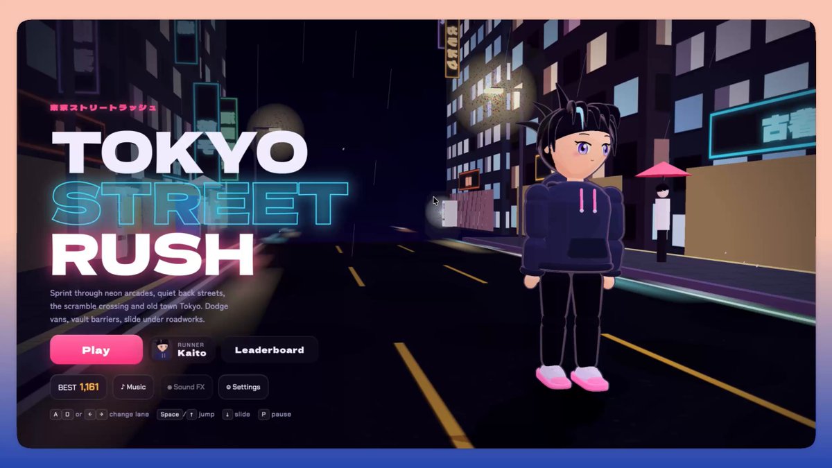 单条 prompt 用 M3.1 Flash 做出日式跑酷游戏