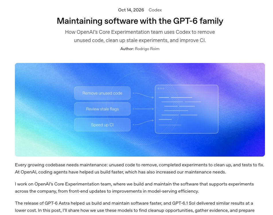 OpenAI 公开用 GPT-6 Astra 清理代码库的提示词