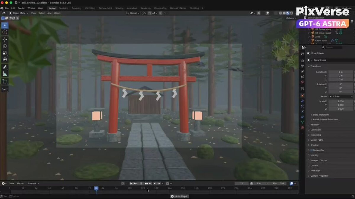 PixVerse 接入 GPT-6 Astra 与 ChatGPT 插件生成神社场景