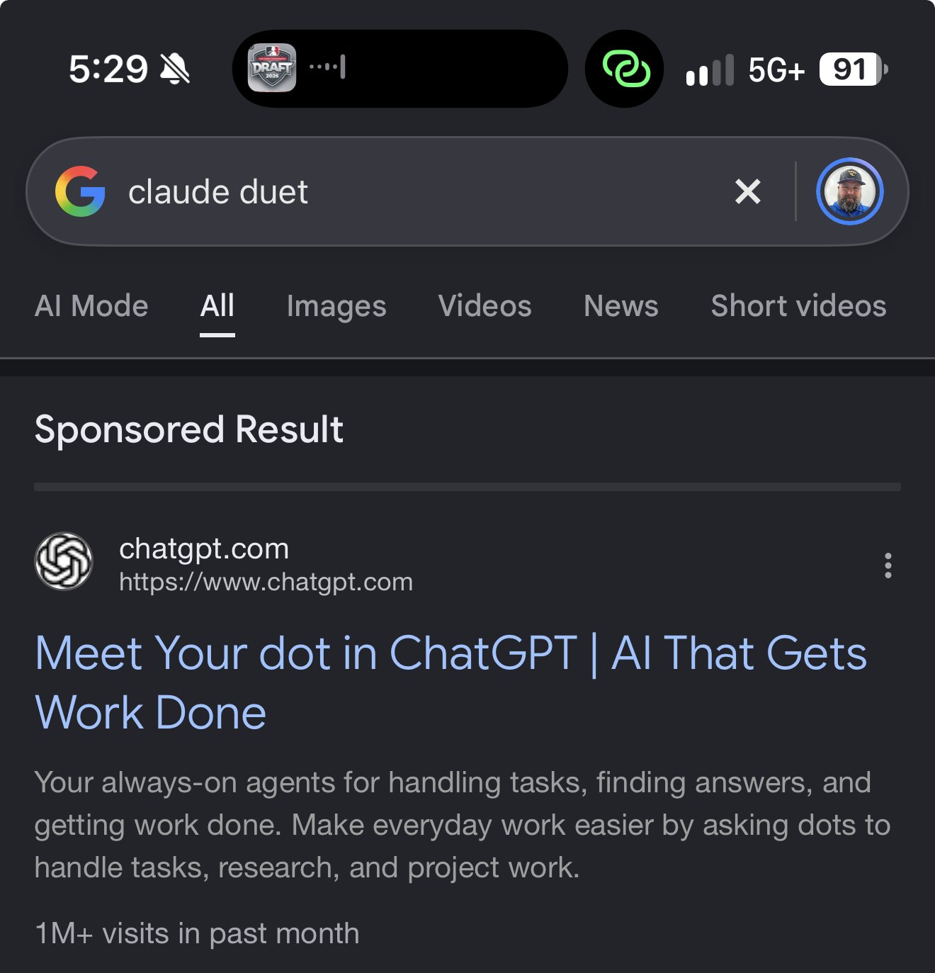 Google sponsored results show Dots and Grok Bot, not Claude Duet (image 2 of 2)
