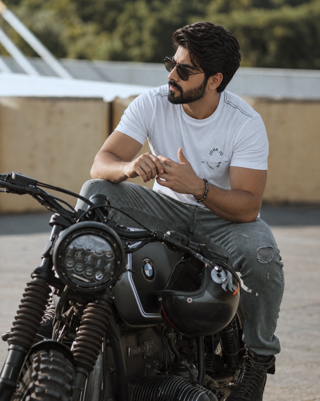 GPT Image 2.5 prompt for a photorealistic biker portrait