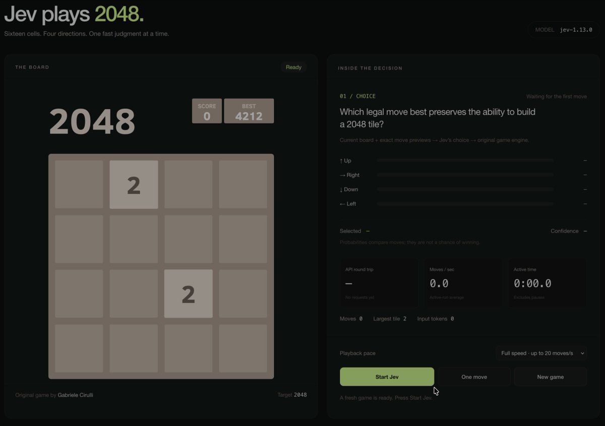 Jev 玩 2048 的 demo 视频